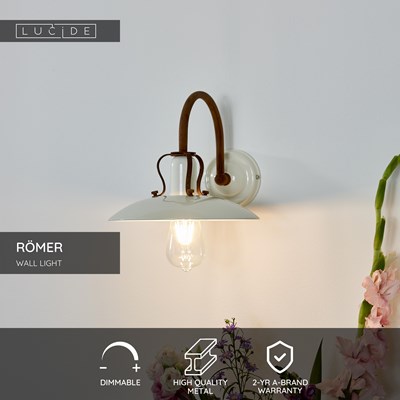 Lucide RÖMER - Wall light - 1xE27 - Cream